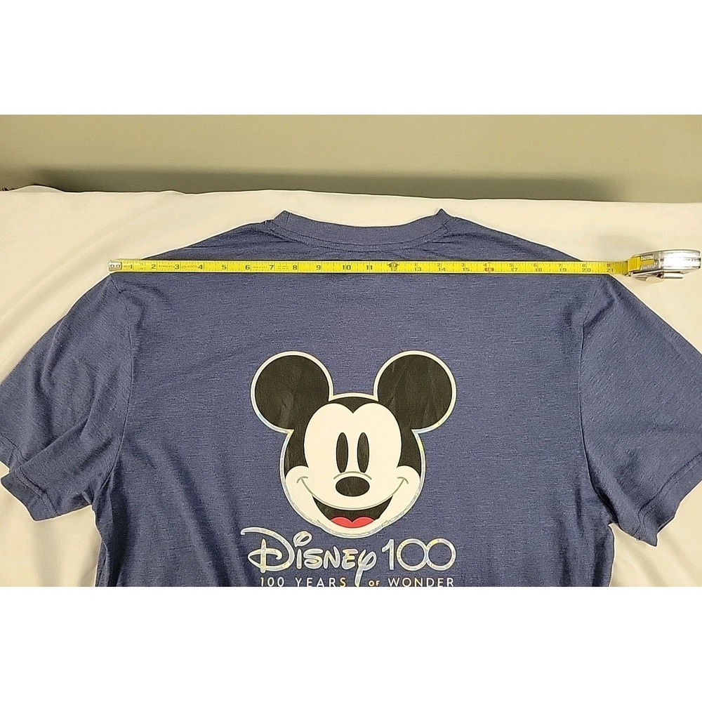 Disney Mickey Mouse T-Shirt Blue Size Large 100 Years of Wonder Holograph Design - Picture 9 of 9